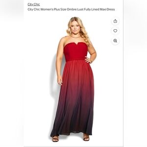 Elegant Red Ombre Strapless Dress
